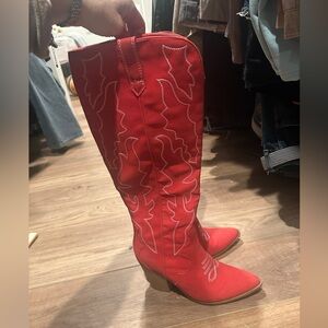 Knee High Red Western Cowboy Boots size 8.5